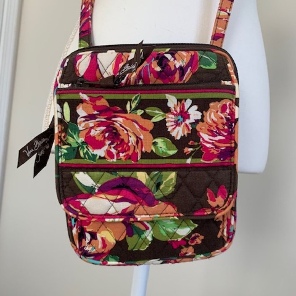 Vera Bradley Brown Floral Crossbody Hipster Purse